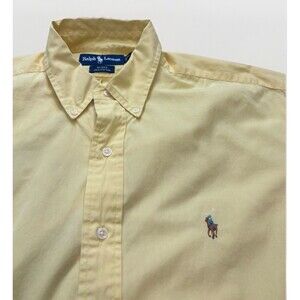 VTG RALPH LAUREN Mens Large Yellow Blake Short Sleeve Button Down Shirt Cotton
